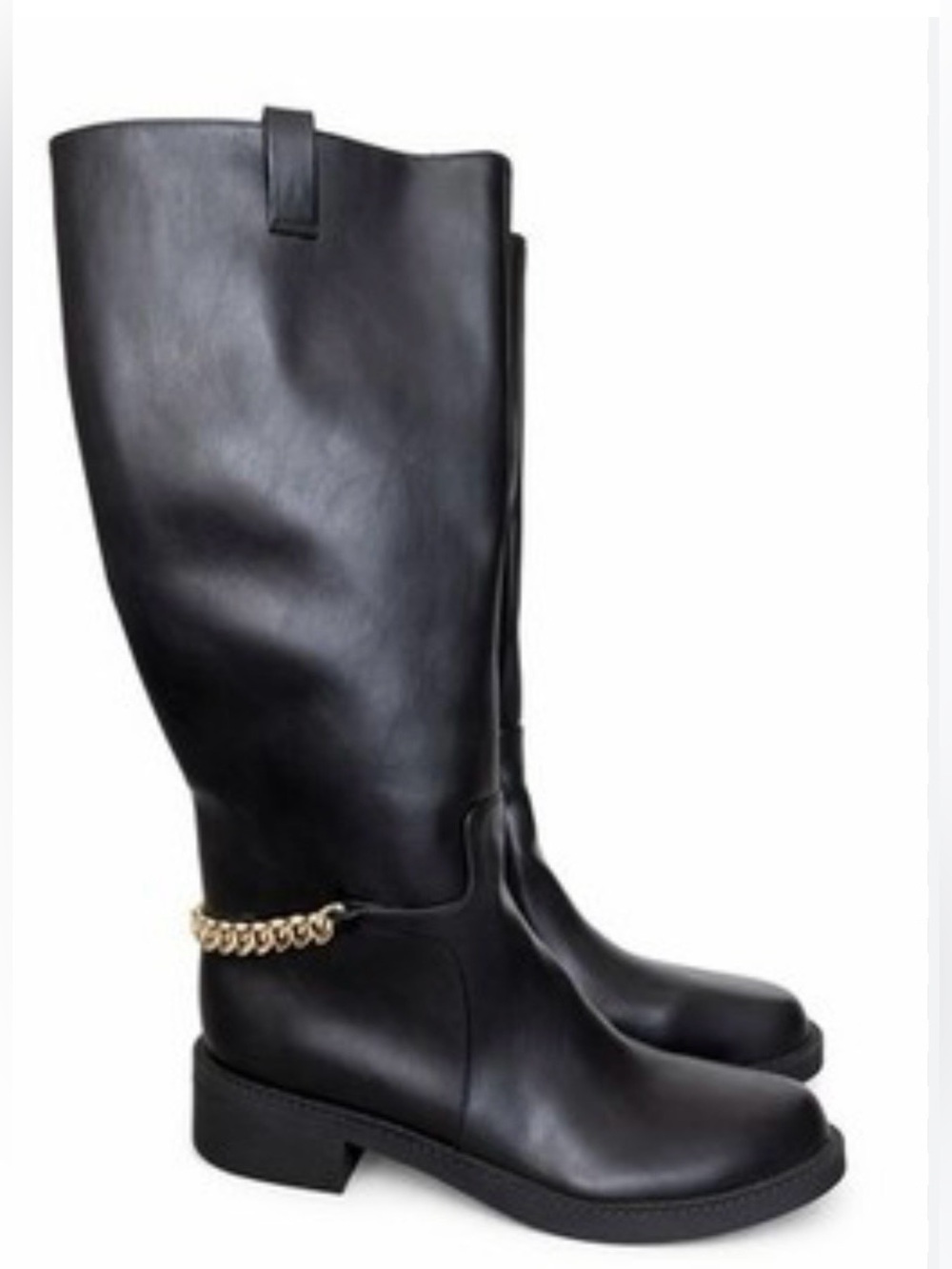 NWT Size 11 a new day Black Boots (17 - 17.5 calf) with Gold Chain Accent